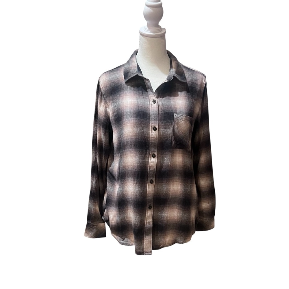 Rails Plaid Milo Button Down Flannel Shirt Latte Size Small